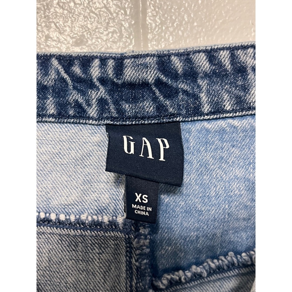 GAP Patchwork Denim Dress Blue Jean Button Womens XS - Picture 3 of 8